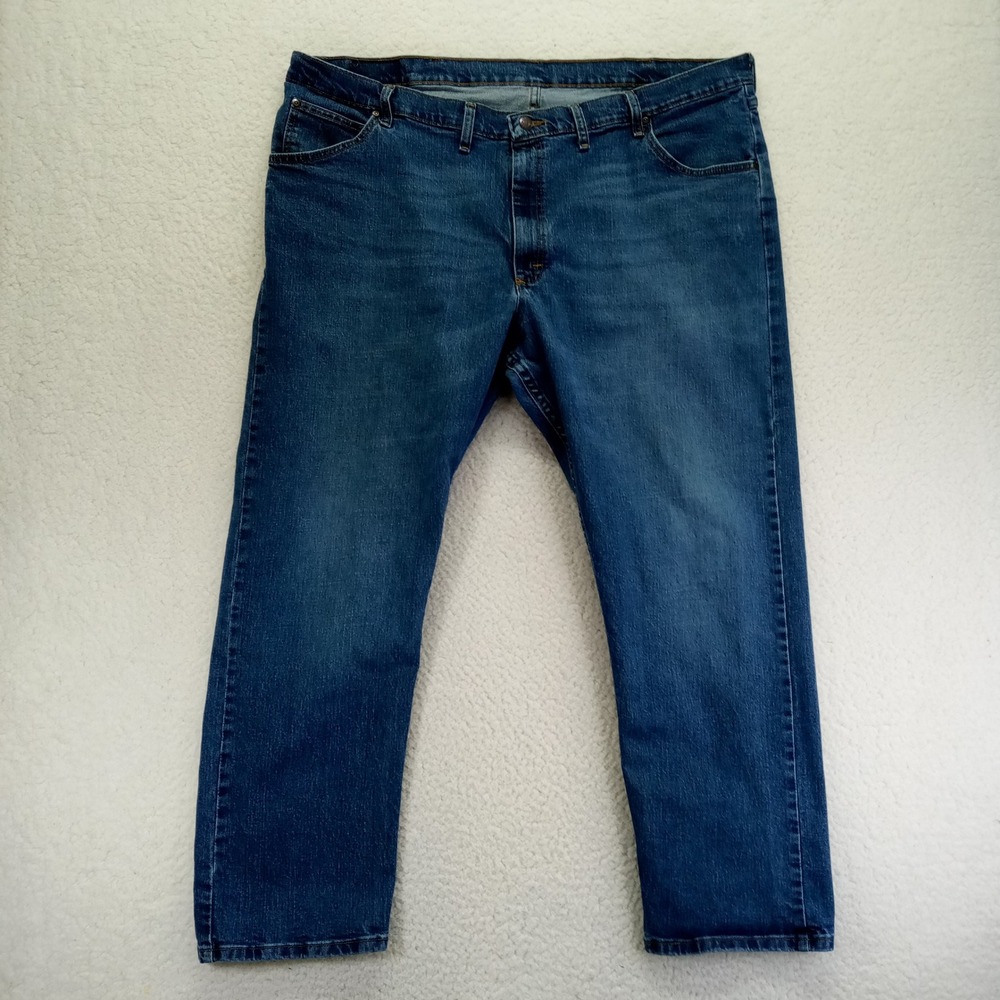 Wrangler Premium Quality Mens Blue Straight Jeans 46x30 1097FXWXD Medium Wash
